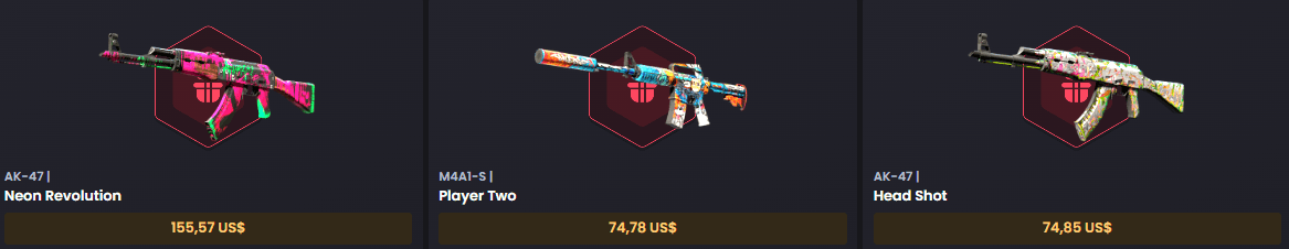 AK-47 | Neon Revolution + M4A1-S | Player Two + AK-47 | Head Shot
