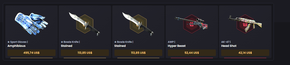 ★ Sport Gloves | Amphibious ★ Bowie Knife | Stained ★ Bowie Knife | Stained AWP | Hyper Beast AK-47 | Head Shot
